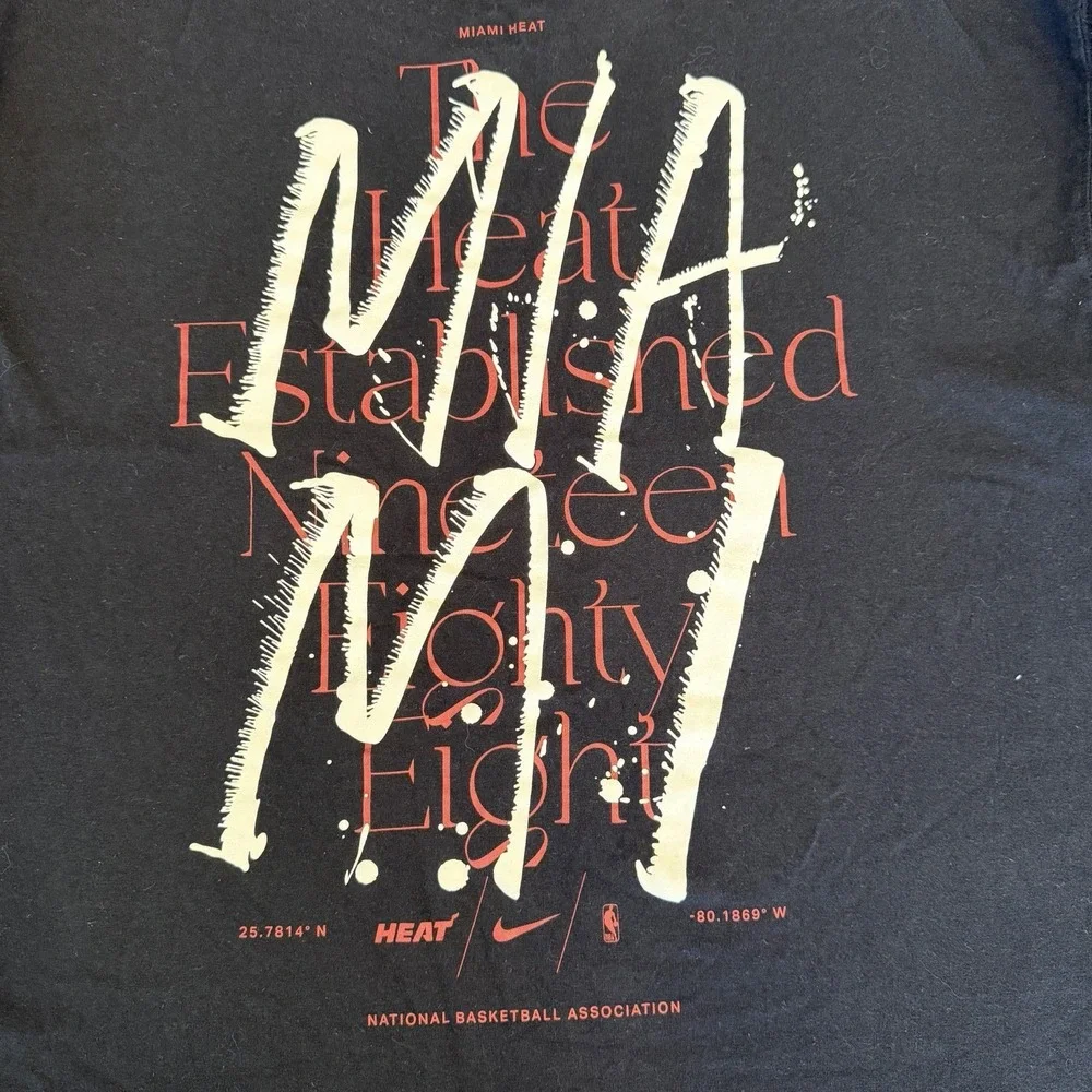Nike Miami Heat Long Sleeve Tee‎ Black NBA Graphic Shirt Mens L